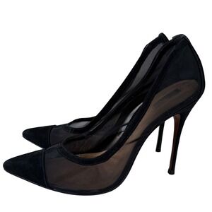 SCHUTZ Black Pointed Mesh and Suede Stiletto Heels